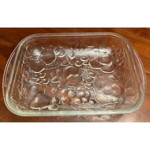 Vtg Libbey Orchard Fruit Clear Glass Baking Dish 13x9 Casserole Lasagna Pan